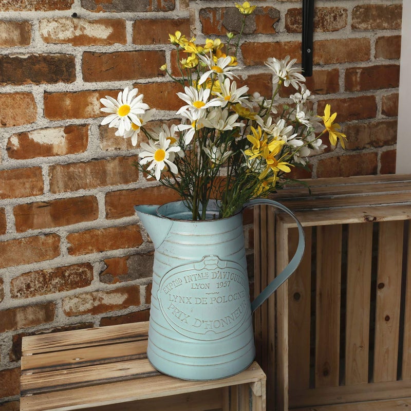 APSOONSELL Shabby Chic Metal Jug Vase Pitcher Flower Holder for Home Decoration - Image 2